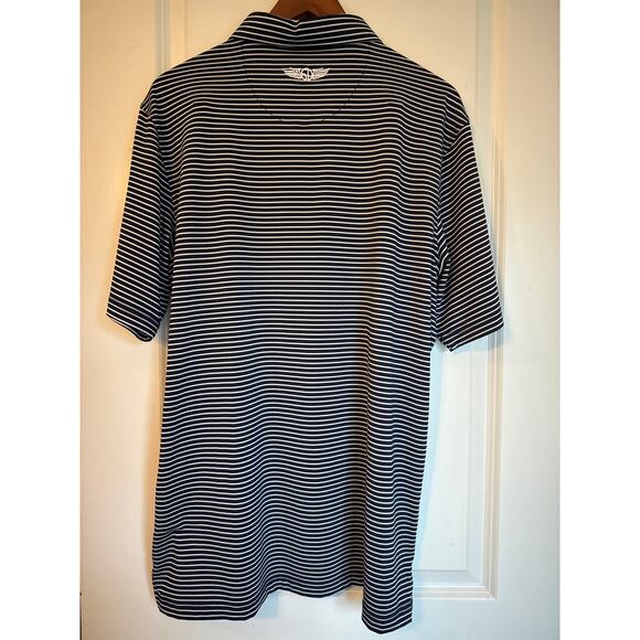 Straight Down Del Mar Stripe Performance Polo Shirt Blue Moisture Wicking L ⛳ - Picture 4 of 9